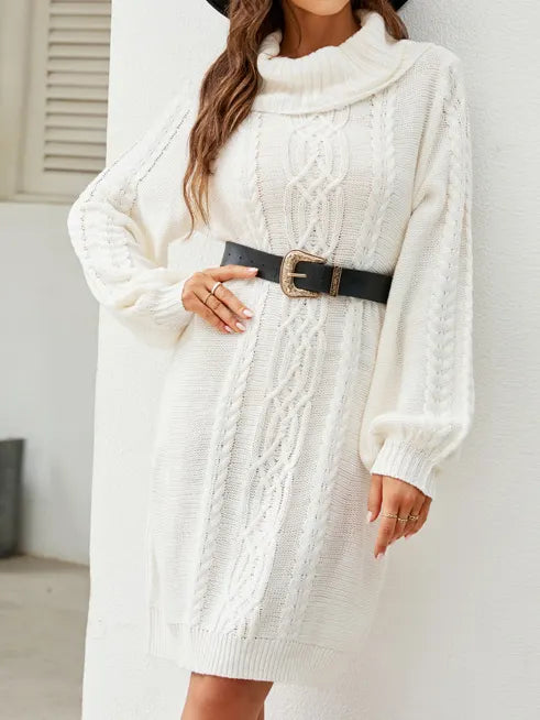 Women Geometric Shawl Collar Long Sleeve Comfy Vintage Short Sweater Dress